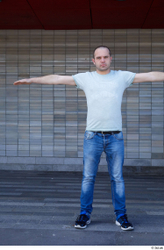 Whole Body Man T poses White Casual Slim Standing Street photo references